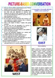 English Worksheet: Picture-based conversation : topic 9 - East vs West