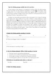 English Worksheet: test reading