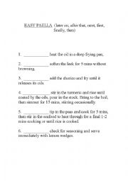 English Worksheet: easy paella gap fill recipe