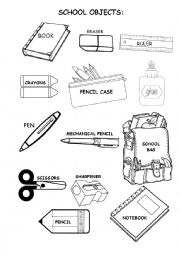 English Worksheet: School Objects