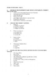 English Worksheet: Extra in English series part 1