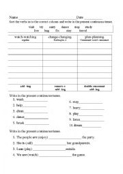 English Worksheet: Present Progressive or Present Continuous Worksheet