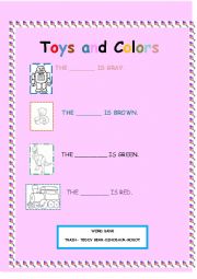 English Worksheet: toys and colors