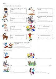 English Worksheet: can - cant