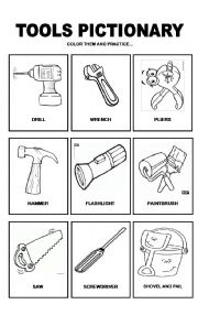 English Worksheet: Tools Pictionary