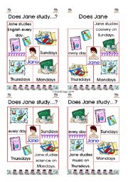 English Worksheet: Simple Present Game Cards 1-8 of 40