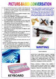 English Worksheet: Picture-based conversation : topic 10 - writing vs keyboard.