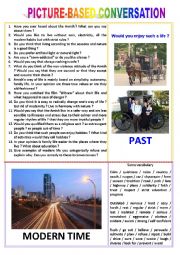 English Worksheet: Picture-based conversation : topic 11 - past vs modern time