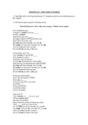 English Worksheet: Bob Dylan - Just like a woman