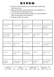 English Worksheet: BINGO Ice Breaker