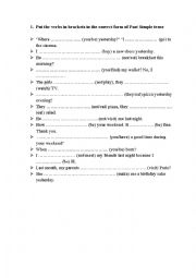 English Worksheet: Past Simple tense