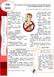 English Worksheet: How much do you know about cigarettes pop qiuze