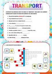 English Worksheet: TRANSPORTS . CROSSWORDS