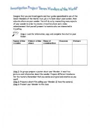 English Worksheet: investigation project