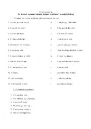 English Worksheet: First Conditional exercises