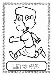 English Worksheet: playground actions colouring flashcards-set 2