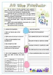 English Worksheet: At the Funfair - reading comprehension