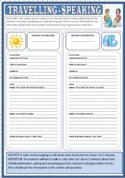 English Worksheet: Travelling - speaking activities