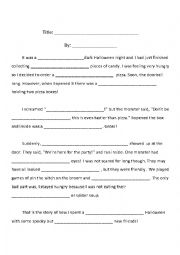English Worksheet: Halloween Scary Story Fill-In the Blanks
