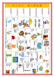 English Worksheet: AT THE CIRCUS - MARCH 2014 CALENDAR