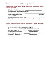 English Worksheet: future time clauses-everyday problems