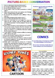 English Worksheet: Picture-based conversation : topic 12 : comics vs cartoons.