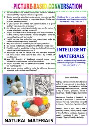 English Worksheet: Picture-based conversation : topic 13 - intelligent materials vs natural ones.