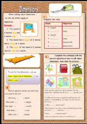 English Worksheet: Dimensions 