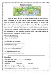 English Worksheet: in the jungle