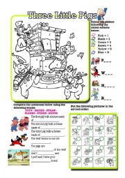 English Worksheet: 3 Little Pigs - Worksheet