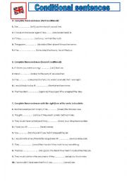 English Worksheet: CONDITIONAL SENTENCES - REVISION EXERCISES