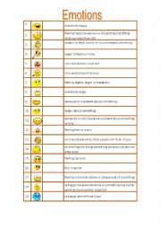 English Worksheet: Adjectives to Describe Emotions