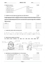 English Worksheet: Trinity Grade 1 Test