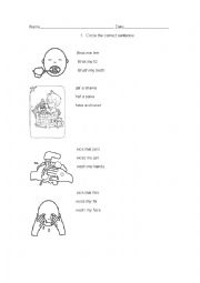 English Worksheet: Circle the correct sentence