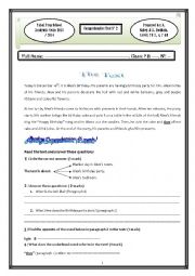 English Worksheet: Comprehensive Test