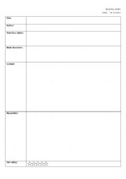 English Worksheet: reading diary table