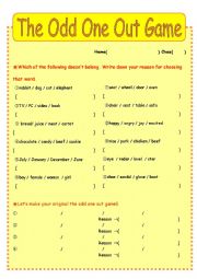 English Worksheet: The odd one out game