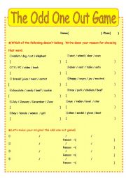 English Worksheet: The odd one out game