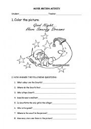 English Worksheet: Smurfs for kids