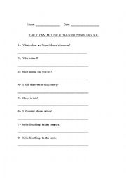 English Worksheet: The town mouse and the country mouse