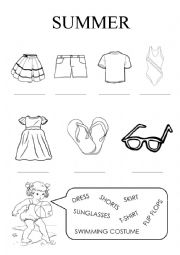 English Worksheet: summer clothes