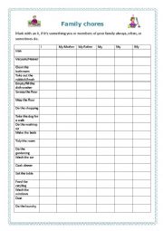 English Worksheet: Family chores