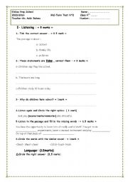 English Worksheet: MID TERM TEST 2