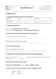 English Worksheet: Mid Term Test 2 