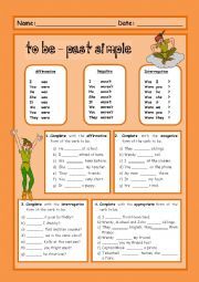 English Worksheet: Verb to be - Past Simple