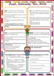 English Worksheet: Just, Already, Still, Yet Worksheet