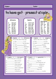 English Worksheet: to have got - Present Simple