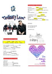English Worksheet: U2 ORDINARY LOVE