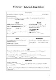 English Worksheet: British culture