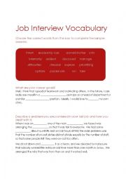 English Worksheet: Job Interview Vocabulary
